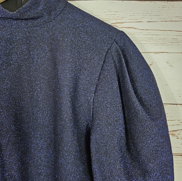PatBo | Super Sleeve Shimmery Blue Lurex Top - Picture 4 of 6